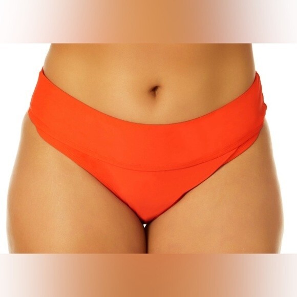 Time and Tru Orange Mid Rise High Cut Bikini Bottoms Women's Plus Size 3X - Picture 2 of 9